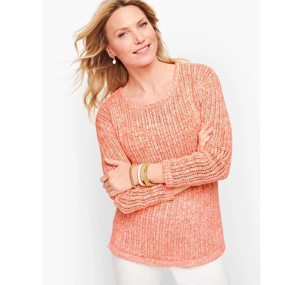 NWT TALBOTS OPEN STITCH SWEATER - SPACE DYED Large